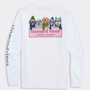 Vineyard Vines Winter Pups LS Tee XL NWT Dog Graphic White Shirt